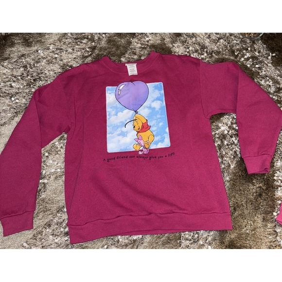 Vintage Winnie The Pooh Good Friend‎ Pink Sweatshirt Girls Size 14